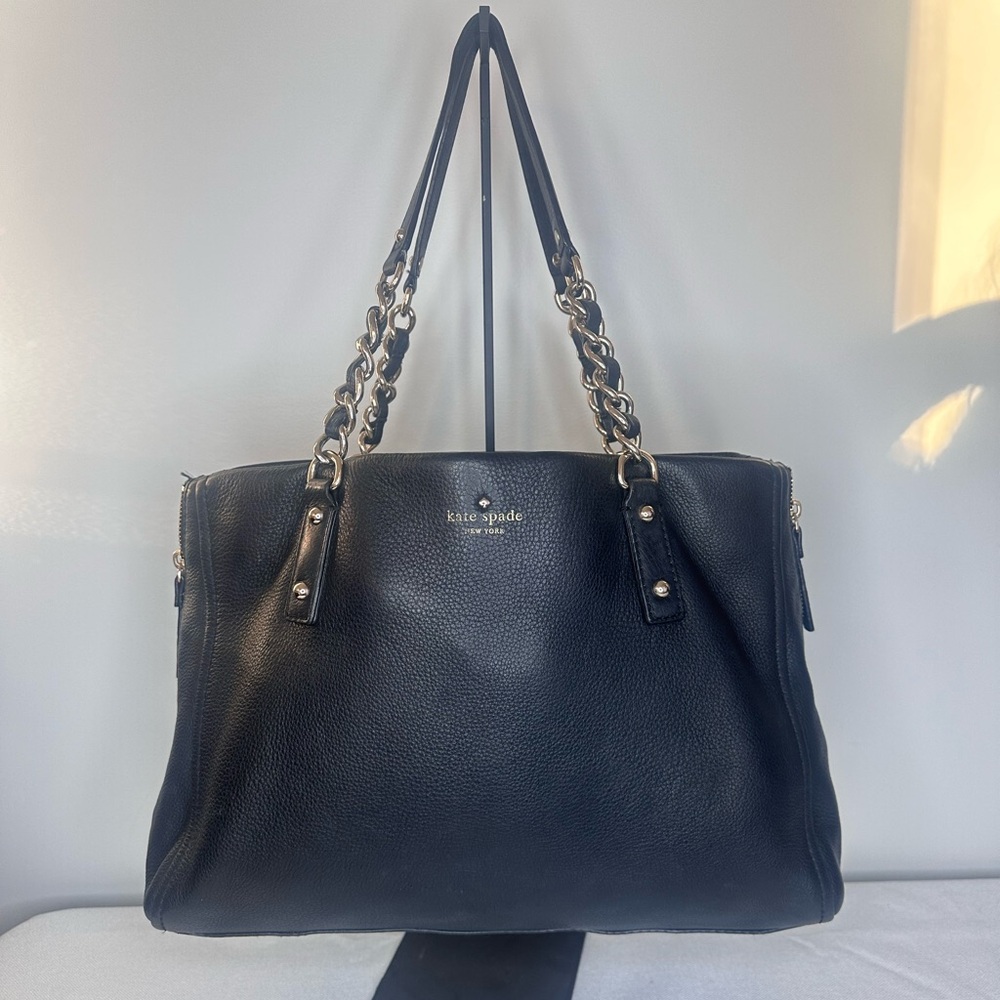 KATE SPADE Cobble Hill Black Pebbled Leather Expandable Tote - Picture 2 of 15